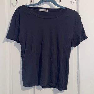 Plain Gray-Blue Slightly Cropped T-Shirt